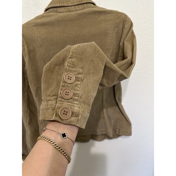Vintage 90s Y2K era Bill Blass L corduroy jacket light brown/tan cropped blazer - Picture 7 of 11